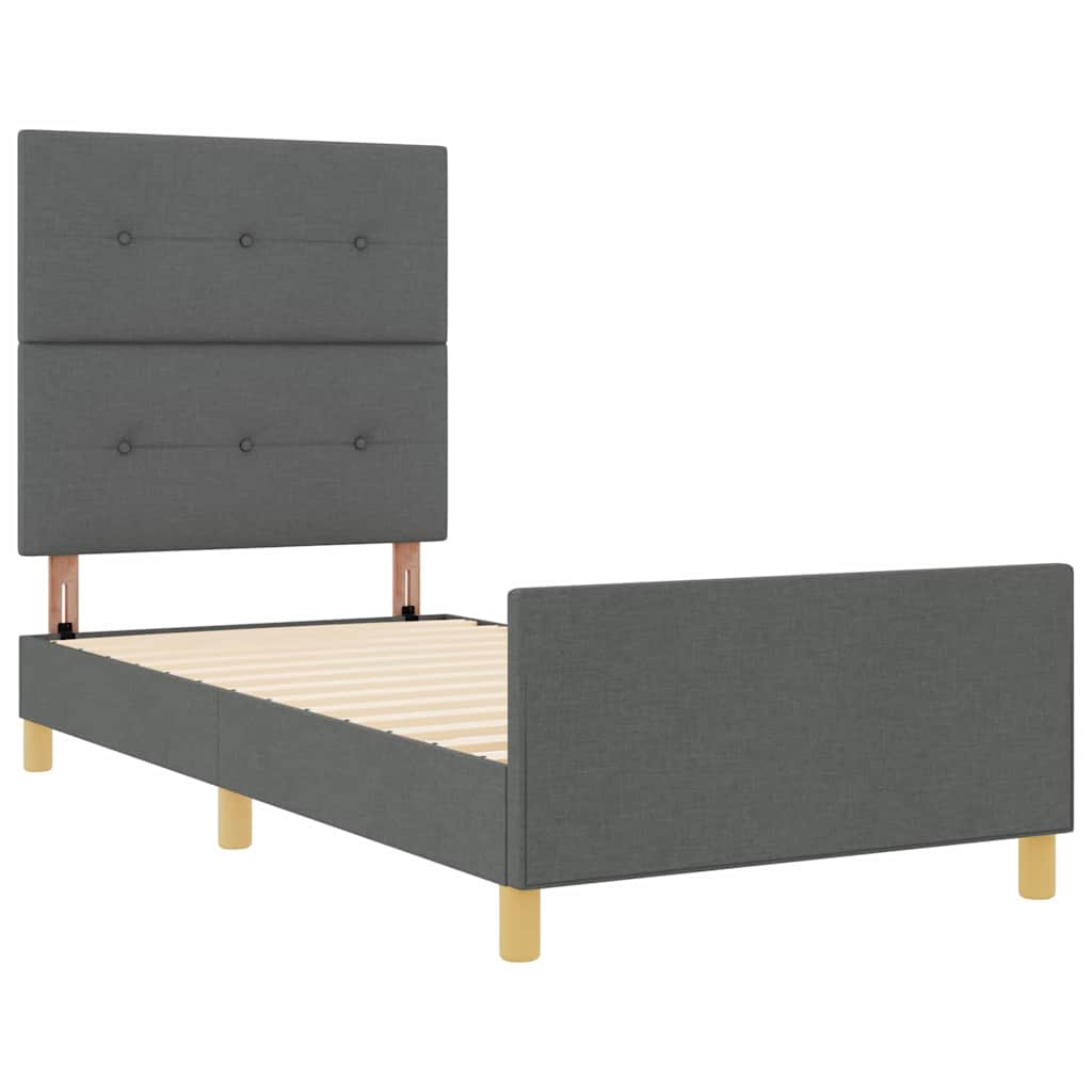 Cadre de lit avec tête de lit Gris foncé 80 x 200 cm tissu - XIOS