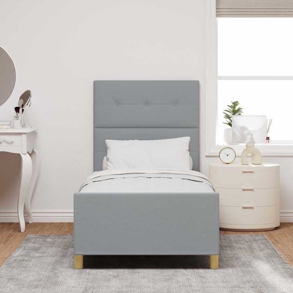 Cadre de lit avec tête de lit Gris clair 90 x 190 cm tissu - XIOS