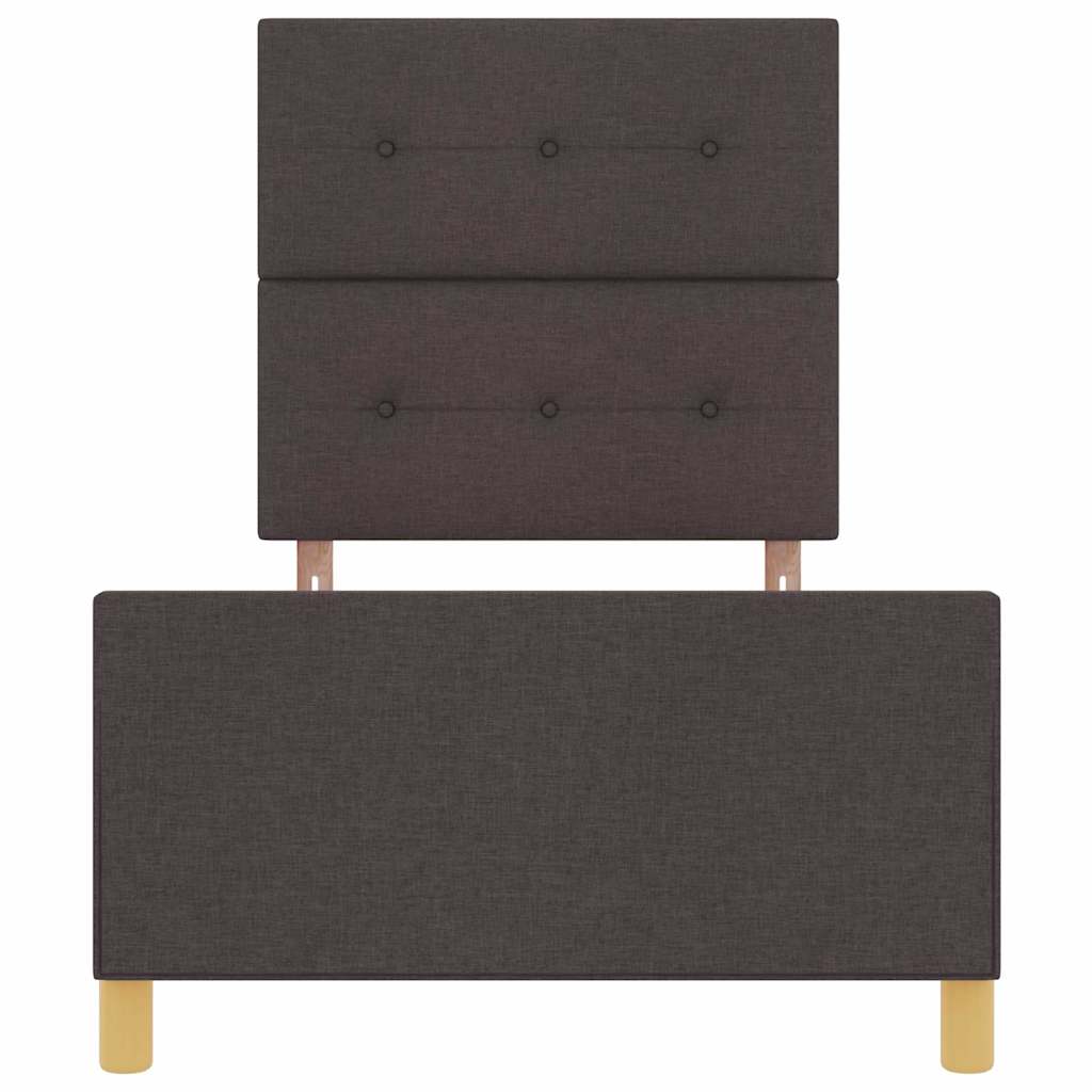 Cadre de lit avec tête de lit Marron foncé 90 x 190 cm tissu - XIOS