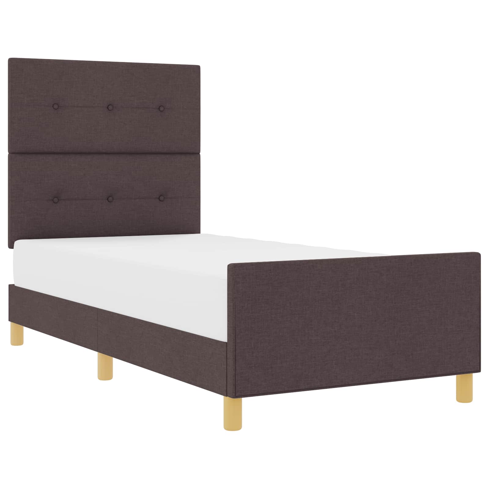 Cadre de lit avec tête de lit Marron foncé 90 x 200 cm tissu - XIOS