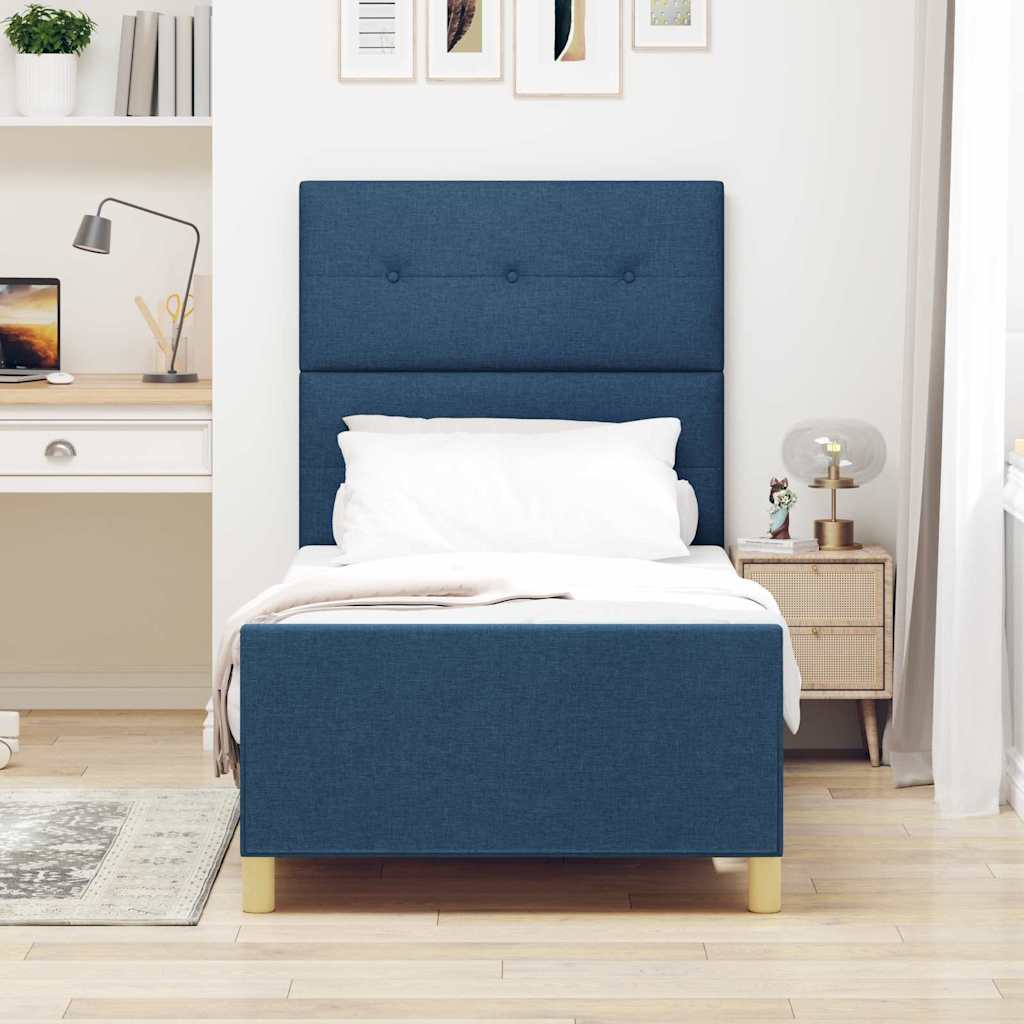 Cadre de lit avec tête de lit Bleu 100 x 200 cm tissu - XIOS