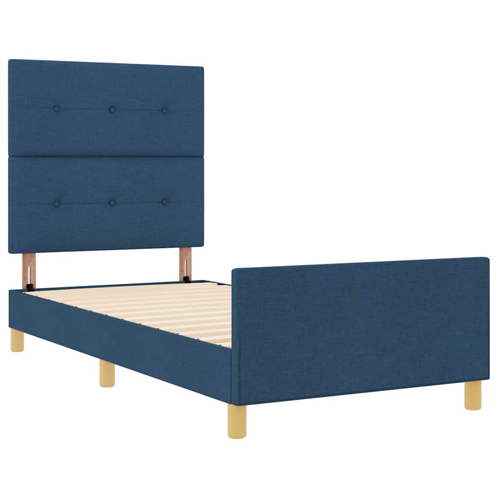 Cadre de lit avec tête de lit Bleu 100 x 200 cm tissu - XIOS