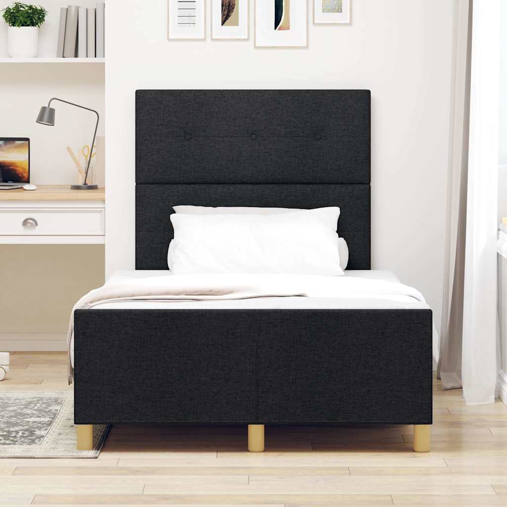 Cadre de lit avec tête de lit Noir 120 x 190 cm tissu - XIOS