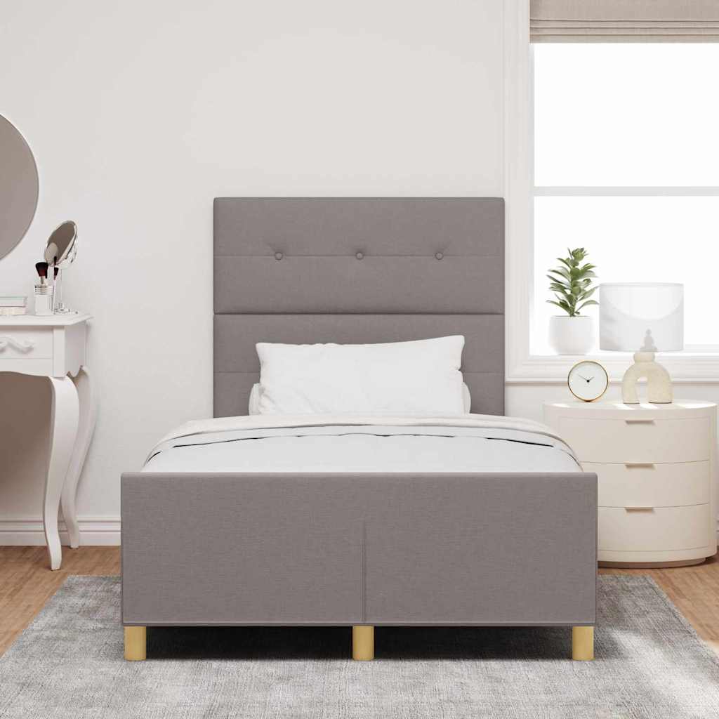 Cadre de lit avec tête de lit Taupe 120 x 190 cm tissu - XIOS