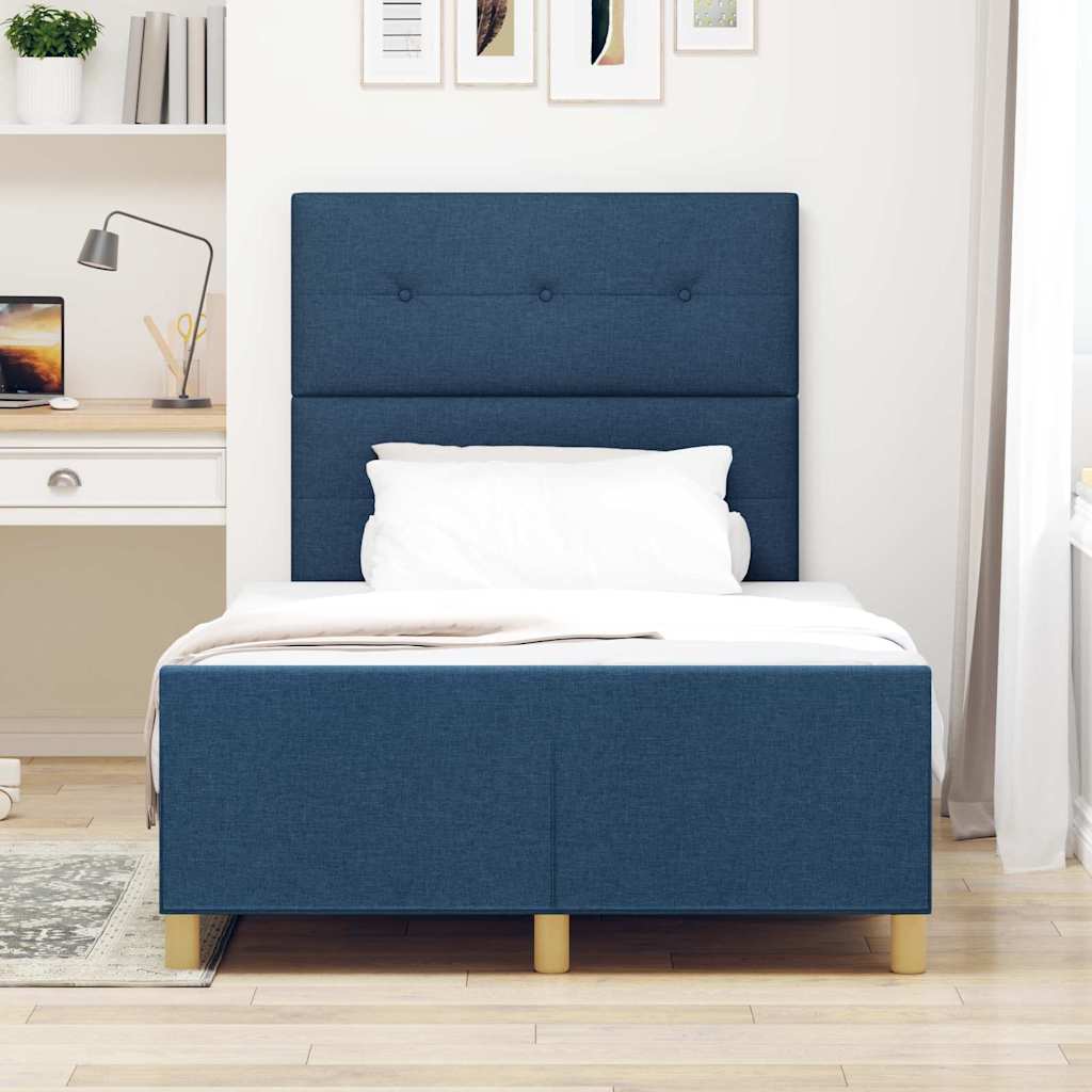 Cadre de lit avec tête de lit Bleu 120 x 190 cm tissu - XIOS