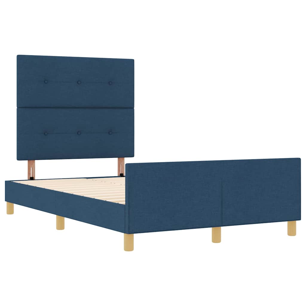 Cadre de lit avec tête de lit Bleu 120 x 190 cm tissu - XIOS