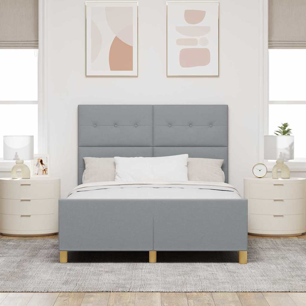 Cadre de lit avec tête de lit Gris clair 140 x 190 cm tissu - XIOS
