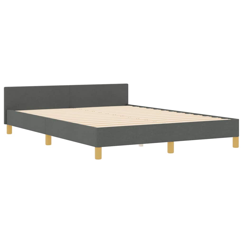 Cadre de lit avec tête de lit Gris foncé 140 x 190 cm tissu - XIOS