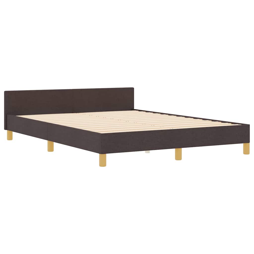Cadre de lit avec tête de lit Marron foncé 140 x 190 cm tissu - XIOS