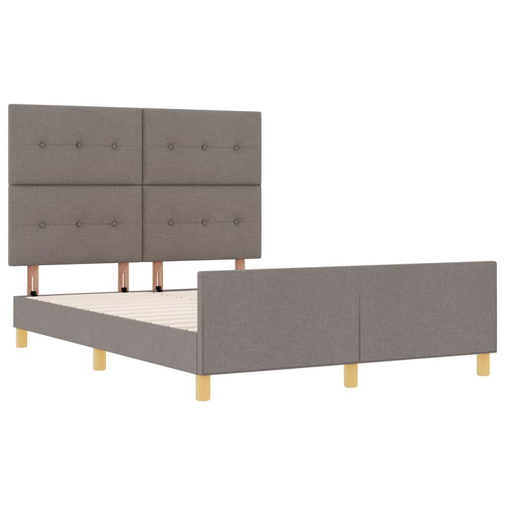 Cadre de lit avec tête de lit Taupe 140 x 190 cm tissu - XIOS