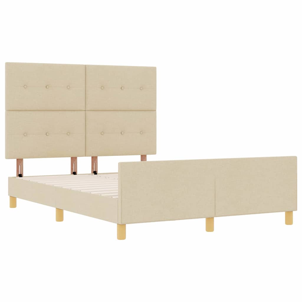 Cadre de lit avec tête de lit Crème 140 x 190 cm tissu - XIOS