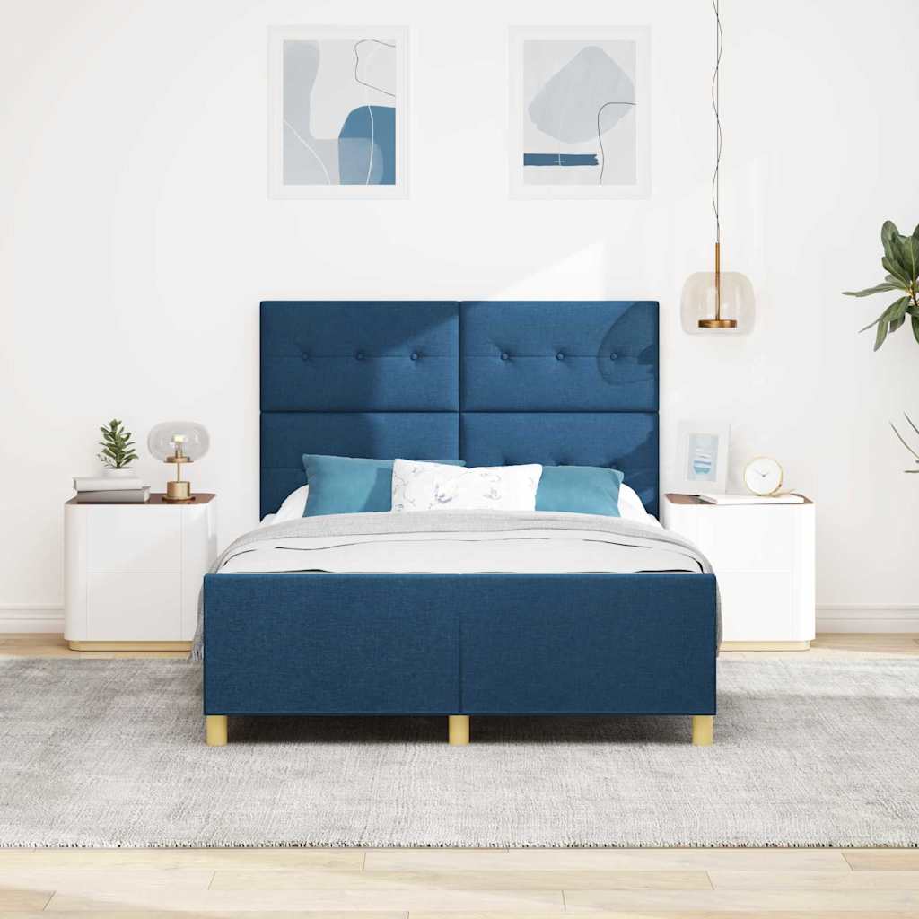 Cadre de lit avec tête de lit Bleu 140 x 190 cm tissu - XIOS