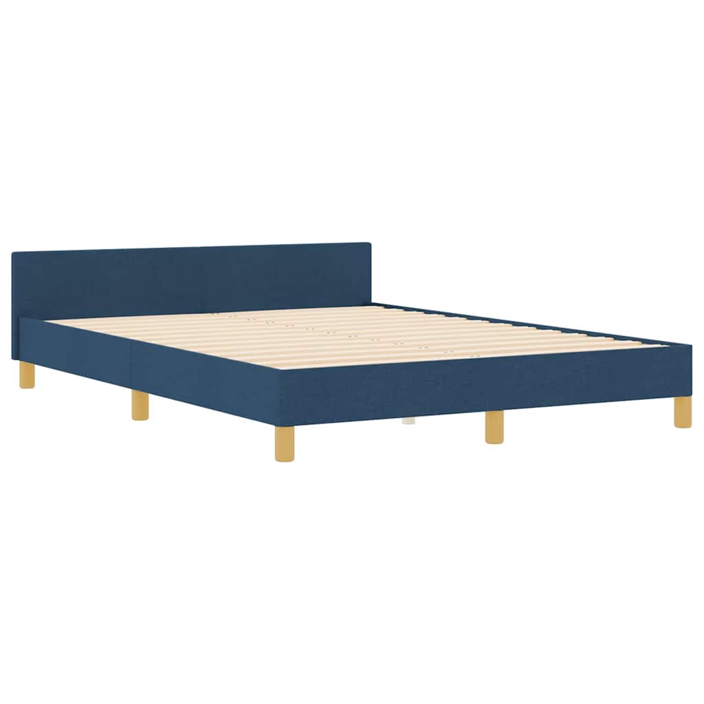 Cadre de lit avec tête de lit Bleu 140 x 190 cm tissu - XIOS