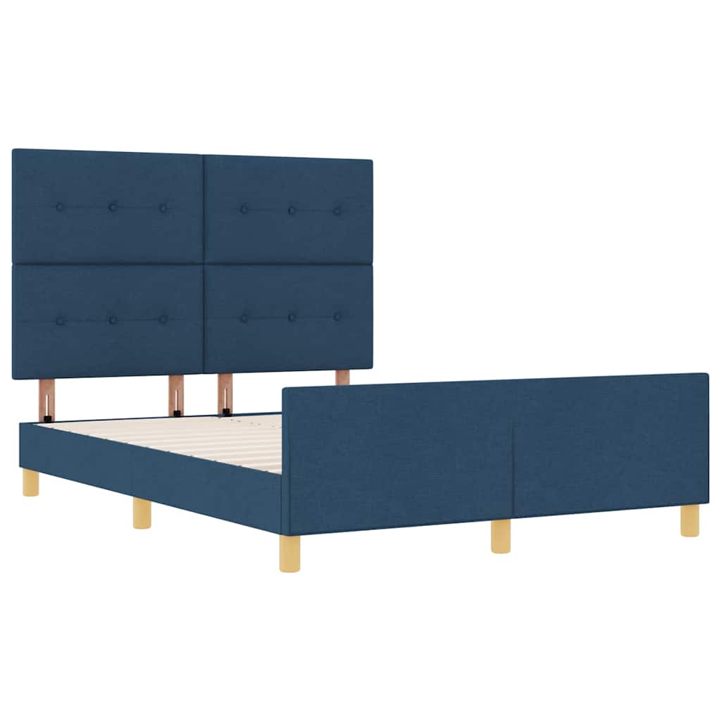 Cadre de lit avec tête de lit Bleu 140 x 190 cm tissu - XIOS