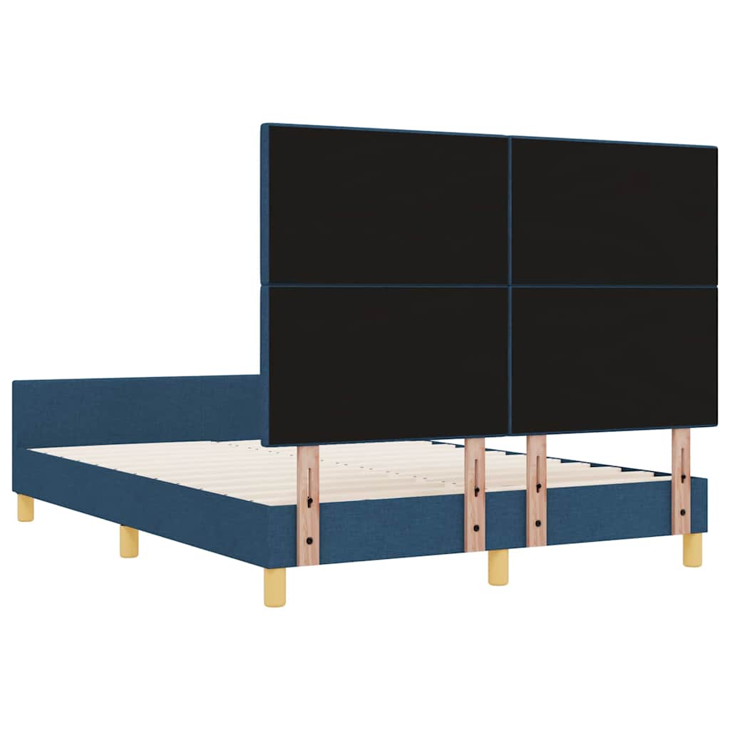 Cadre de lit avec tête de lit Bleu 140 x 190 cm tissu - XIOS