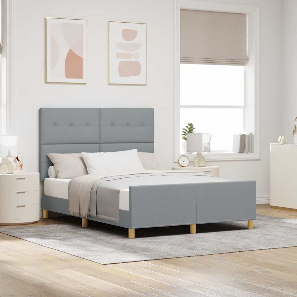Cadre de lit avec tête de lit Gris clair 140 x 200 cm tissu - XIOS