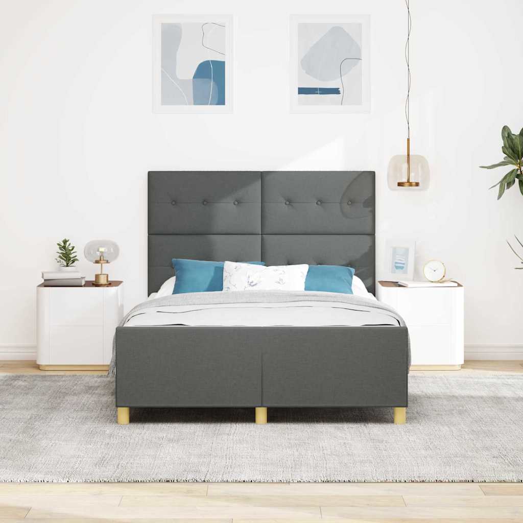 Cadre de lit avec tête de lit Gris foncé 140 x 200 cm tissu - XIOS