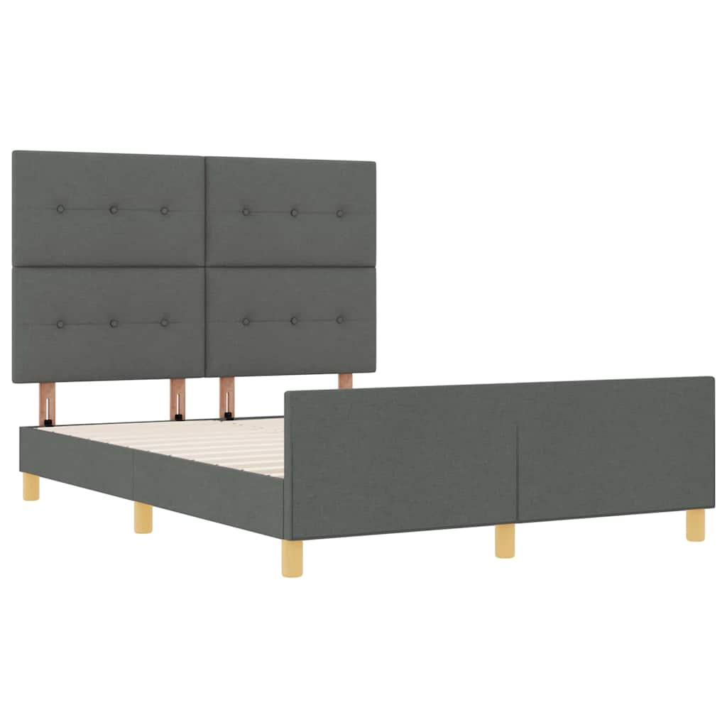 Cadre de lit avec tête de lit Gris foncé 140 x 200 cm tissu - XIOS