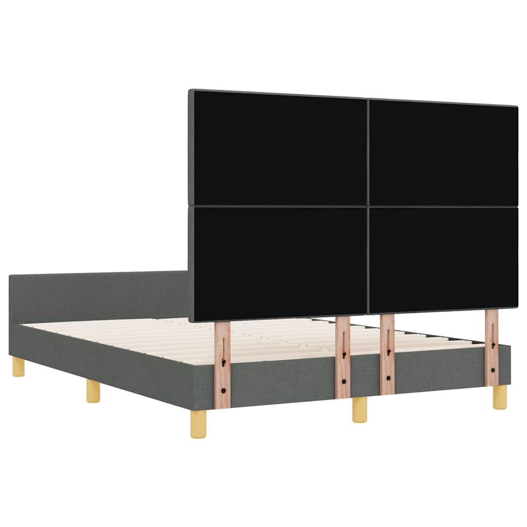 Cadre de lit avec tête de lit Gris foncé 140 x 200 cm tissu - XIOS