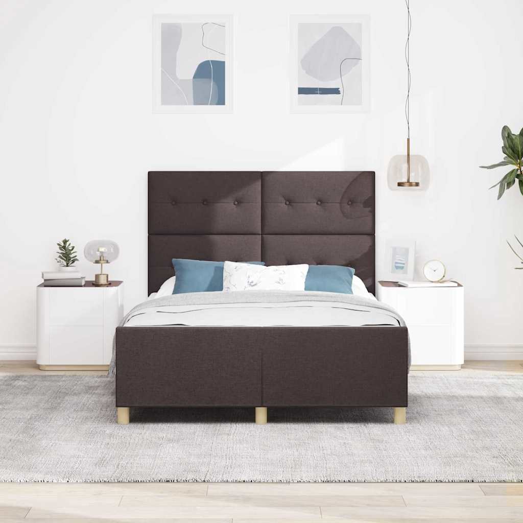 Cadre de lit avec tête de lit Marron foncé 140 x 200 cm tissu - XIOS