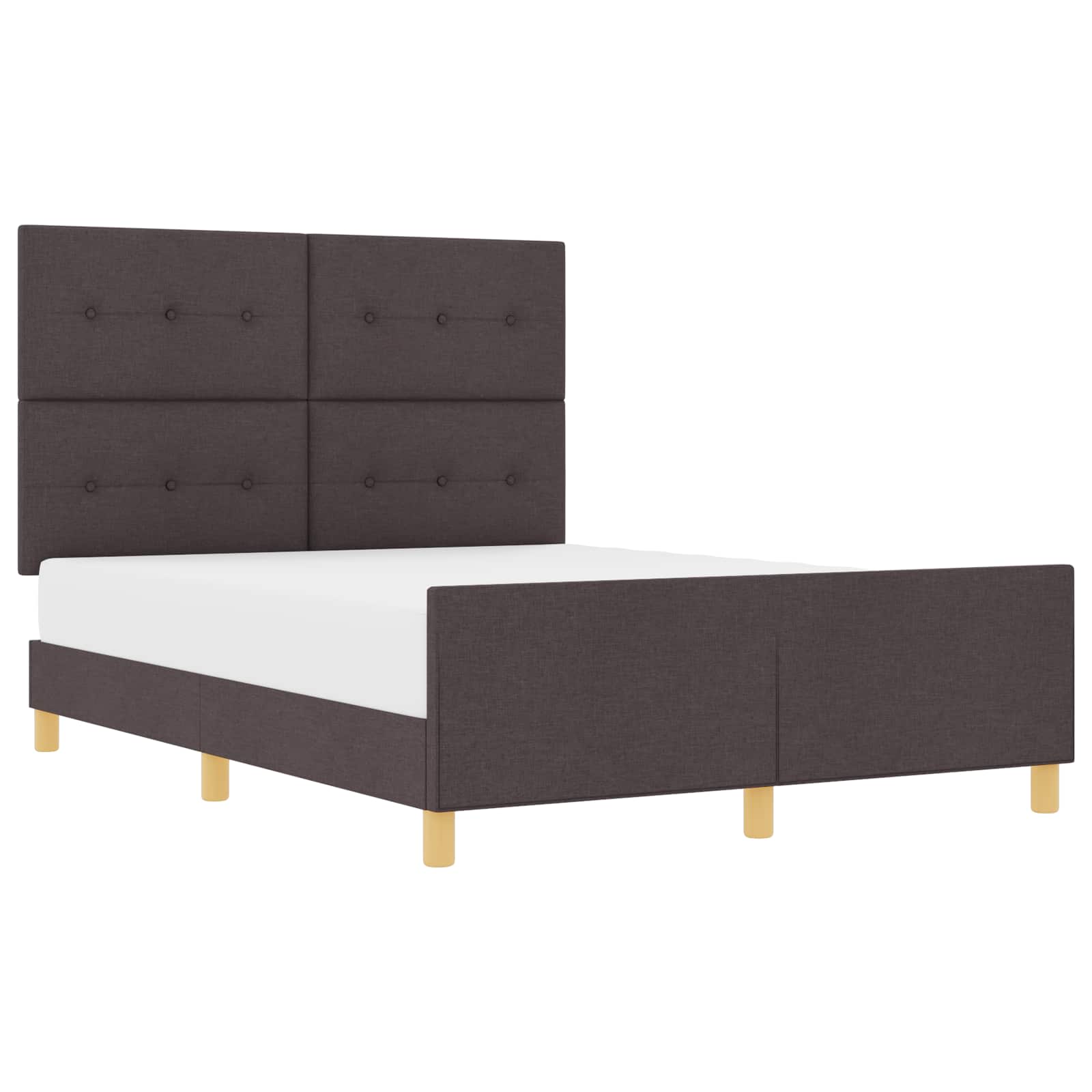 Cadre de lit avec tête de lit Marron foncé 140 x 200 cm tissu - XIOS