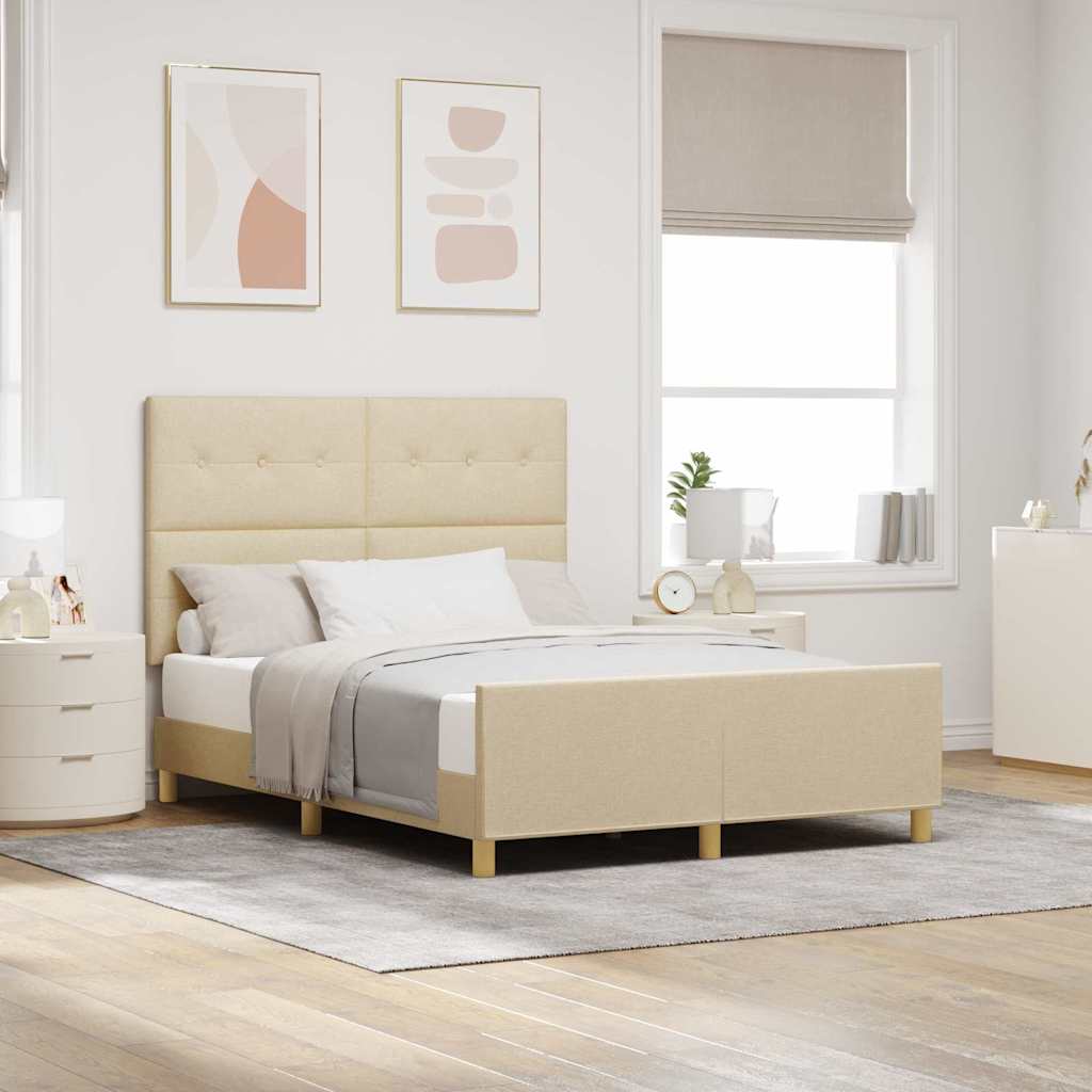 Cadre de lit avec tête de lit Crème 140 x 200 cm tissu - XIOS