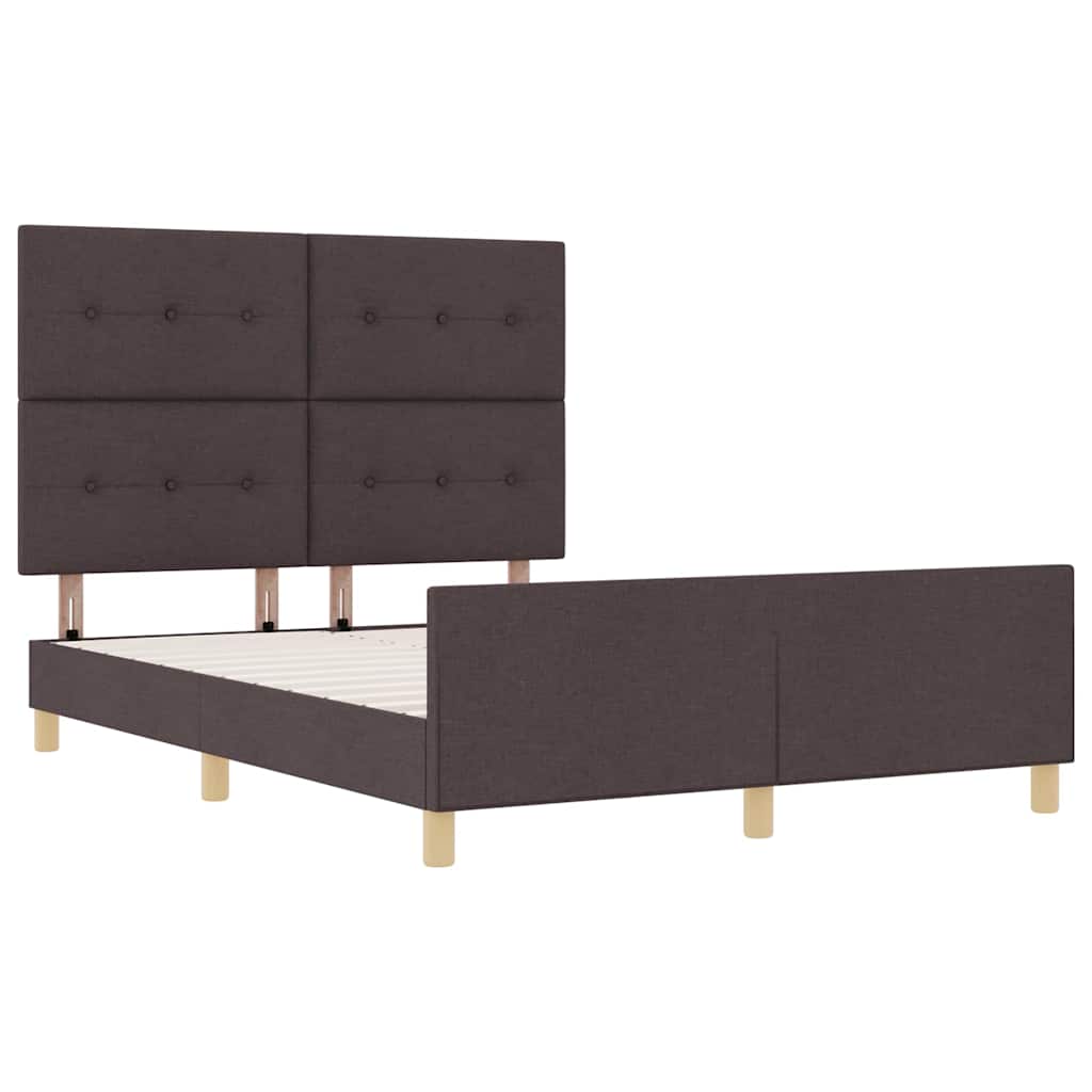Cadre de lit avec tête de lit Marron foncé 160 x 200 cm tissu