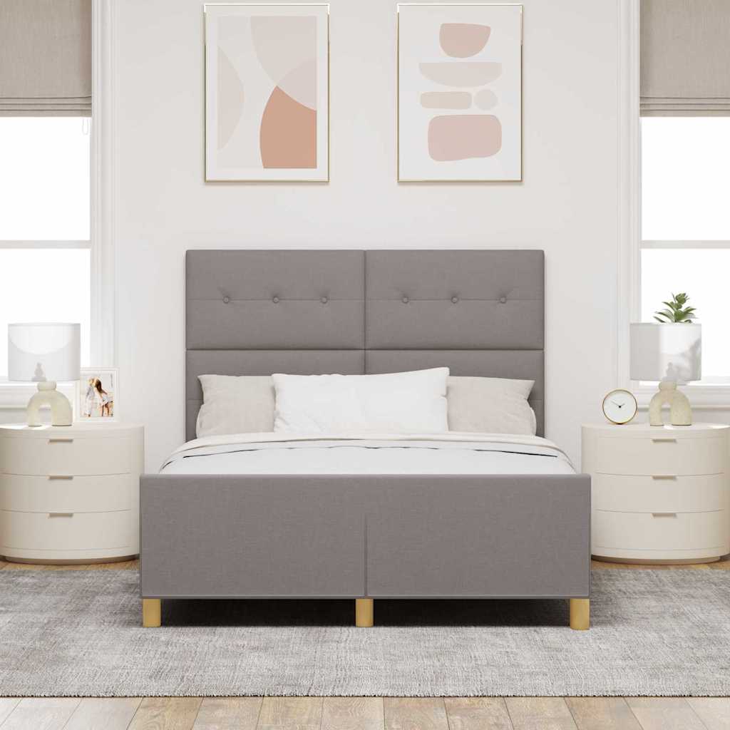 Cadre de lit avec tête de lit Taupe 160 x 200 cm tissu - XIOS
