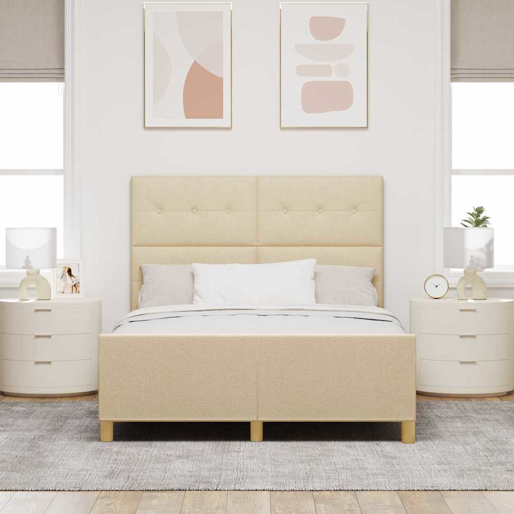Cadre de lit avec tête de lit Crème 160 x 200 cm tissu