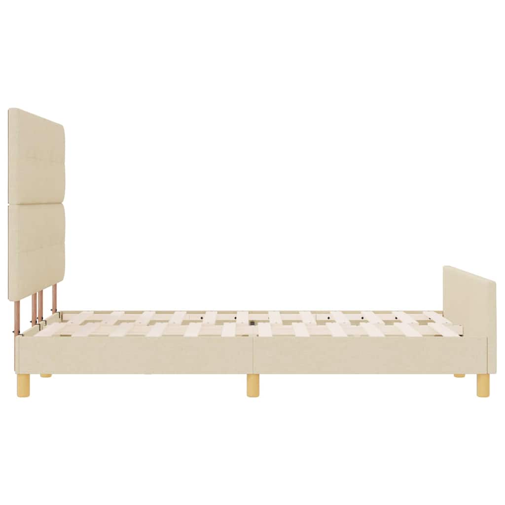 Cadre de lit avec tête de lit Crème 160 x 200 cm tissu