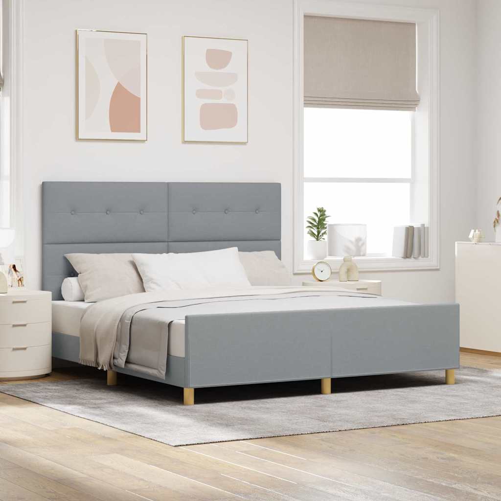 Cadre de lit avec tête de lit Gris clair 180 x 200 cm tissu - XIOS