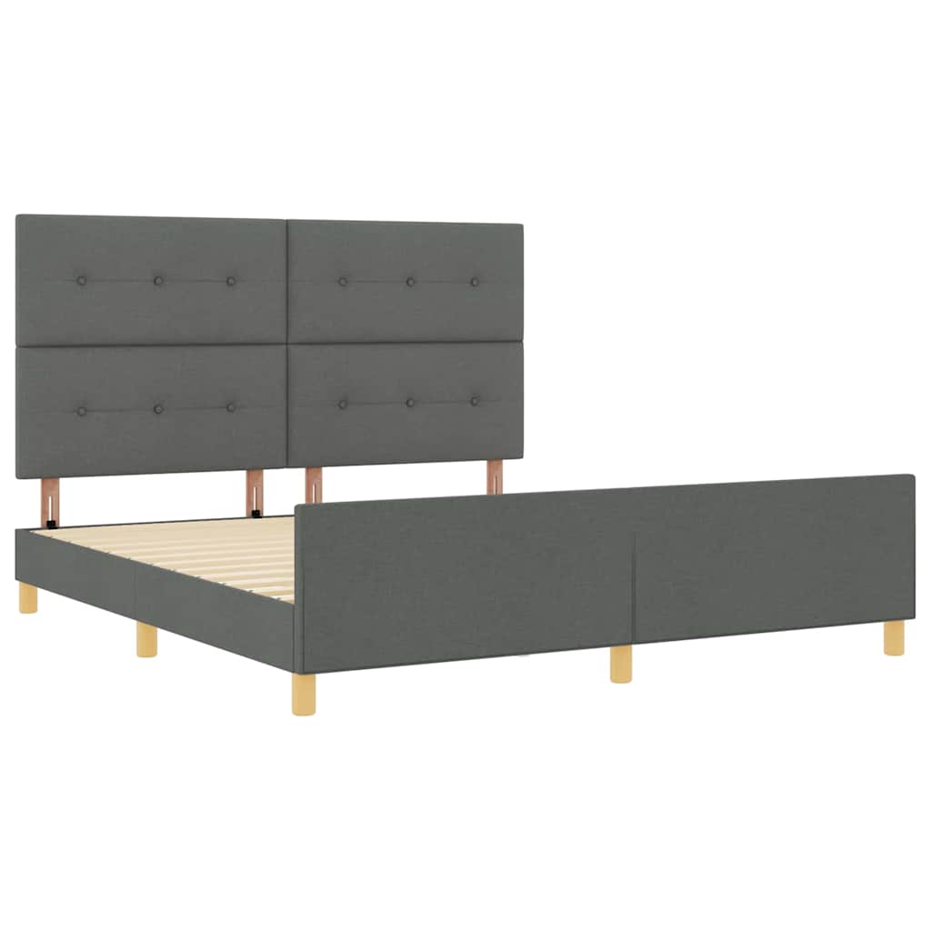 Cadre de lit avec tête de lit Gris foncé 180 x 200 cm tissu