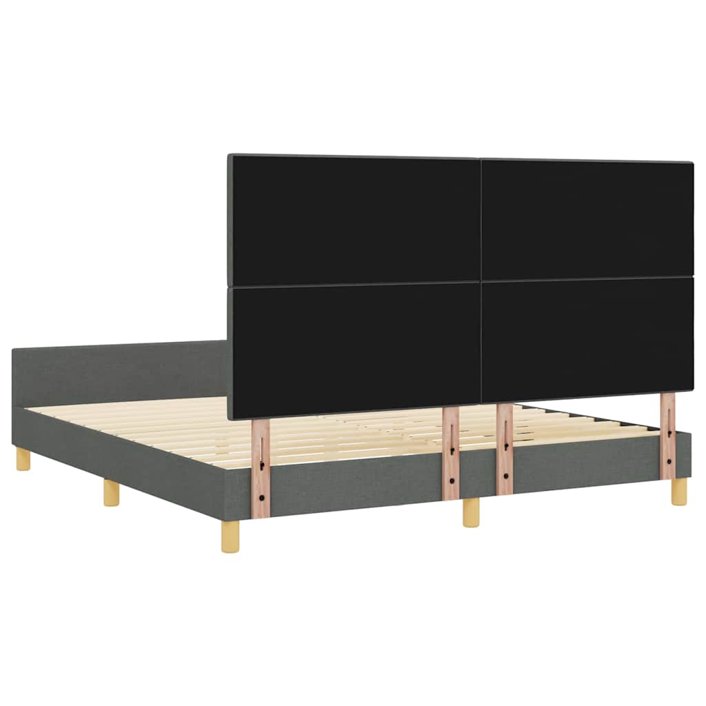 Cadre de lit avec tête de lit Gris foncé 180 x 200 cm tissu