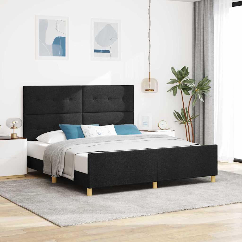 Cadre de lit avec tête de lit Noir 180 x 200 cm tissu - XIOS