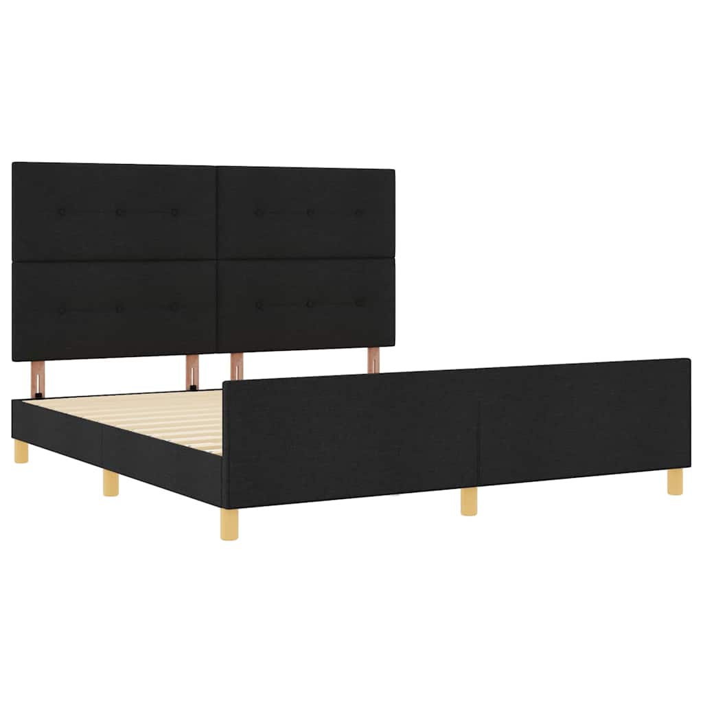 Cadre de lit avec tête de lit Noir 180 x 200 cm tissu - XIOS