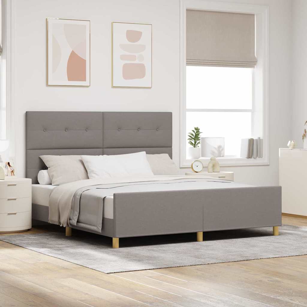 Cadre de lit avec tête de lit Taupe 180 x 200 cm tissu - XIOS