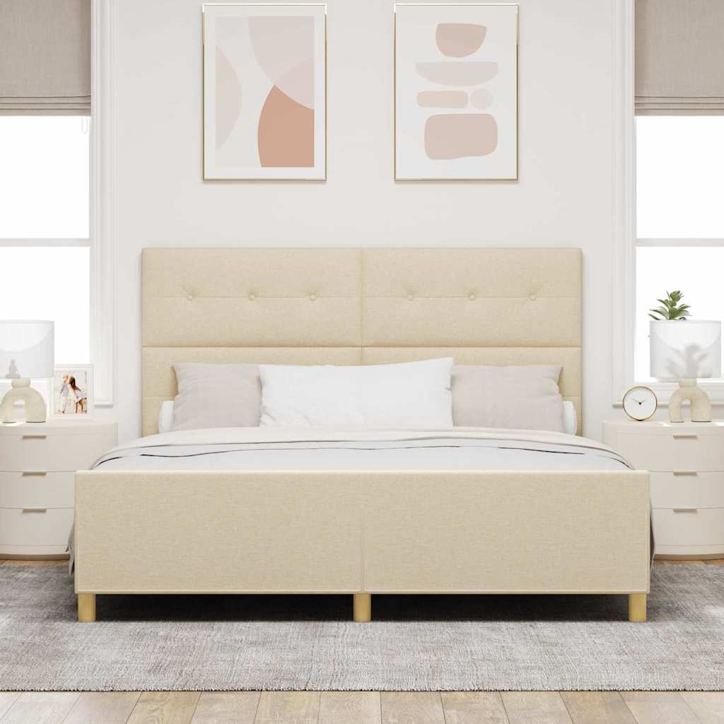 Cadre de lit avec tête de lit Crème 180 x 200 cm tissu - XIOS