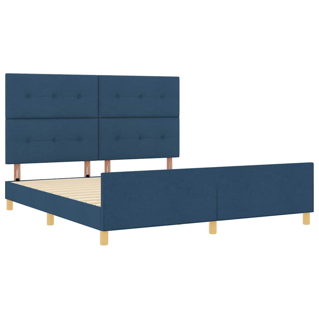 Cadre de lit avec tête de lit Bleu 180 x 200 cm tissu
