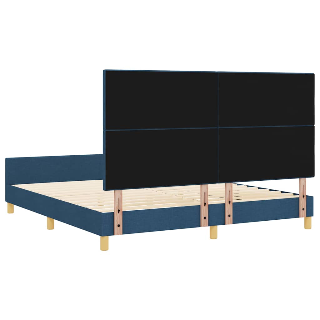 Cadre de lit avec tête de lit Bleu 180 x 200 cm tissu
