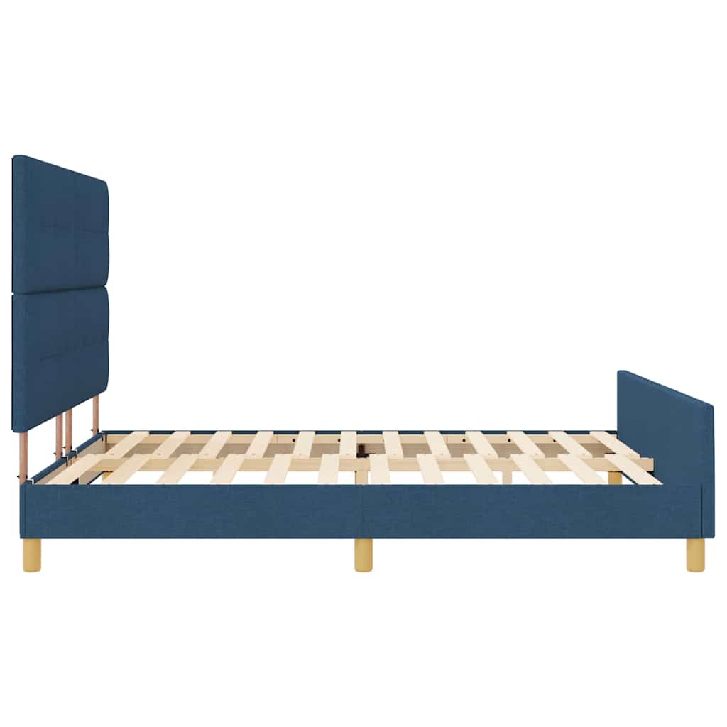 Cadre de lit avec tête de lit Bleu 180 x 200 cm tissu