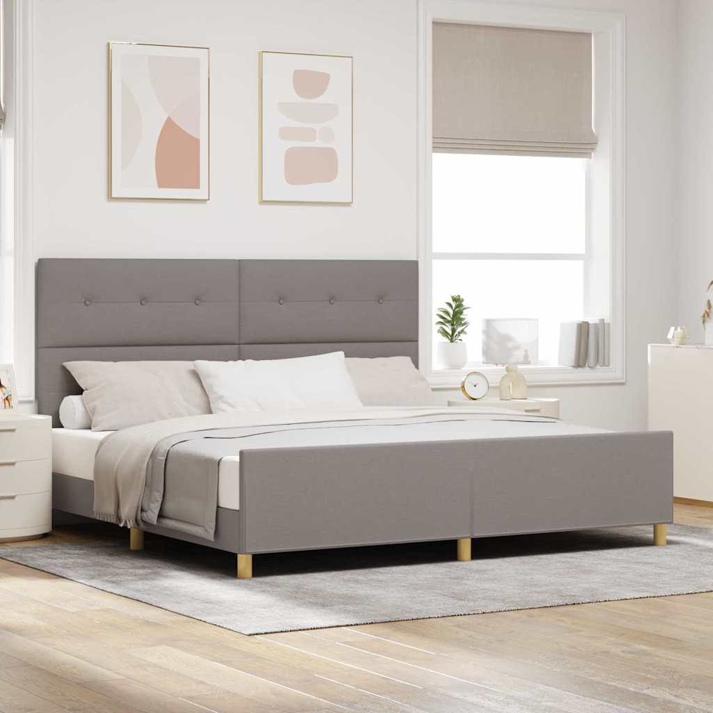 Cadre de lit avec tête de lit Taupe 200 x 200 cm tissu - XIOS