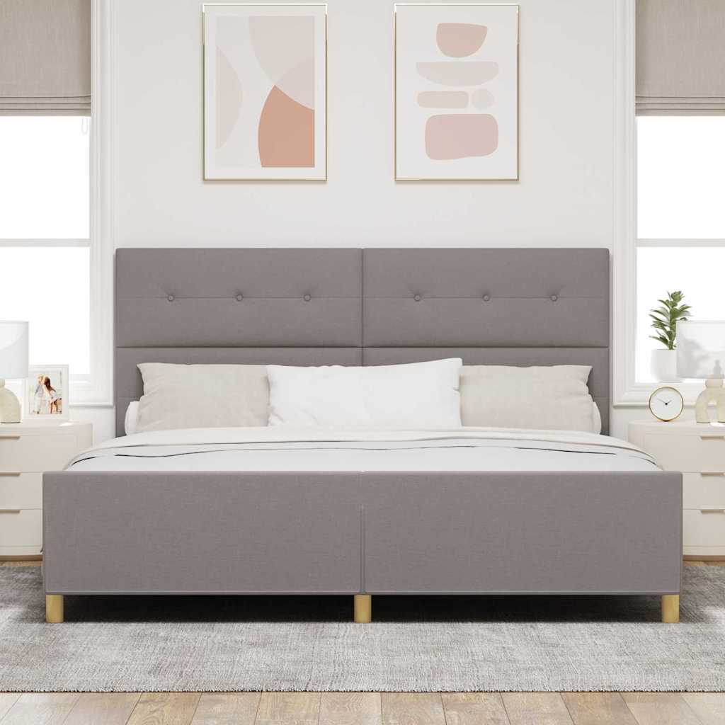 Cadre de lit avec tête de lit Taupe 200 x 200 cm tissu - XIOS