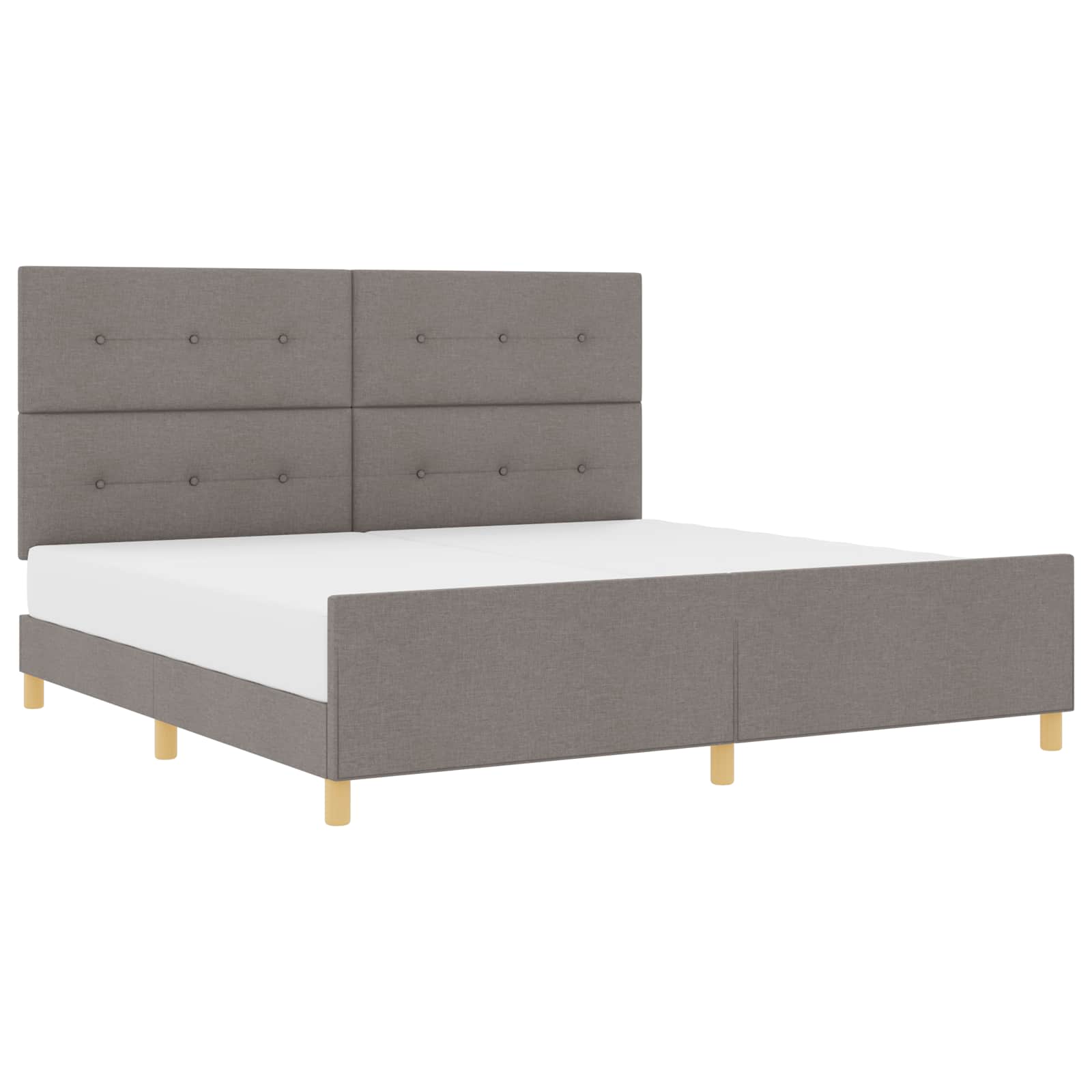Cadre de lit avec tête de lit Taupe 200 x 200 cm tissu - XIOS