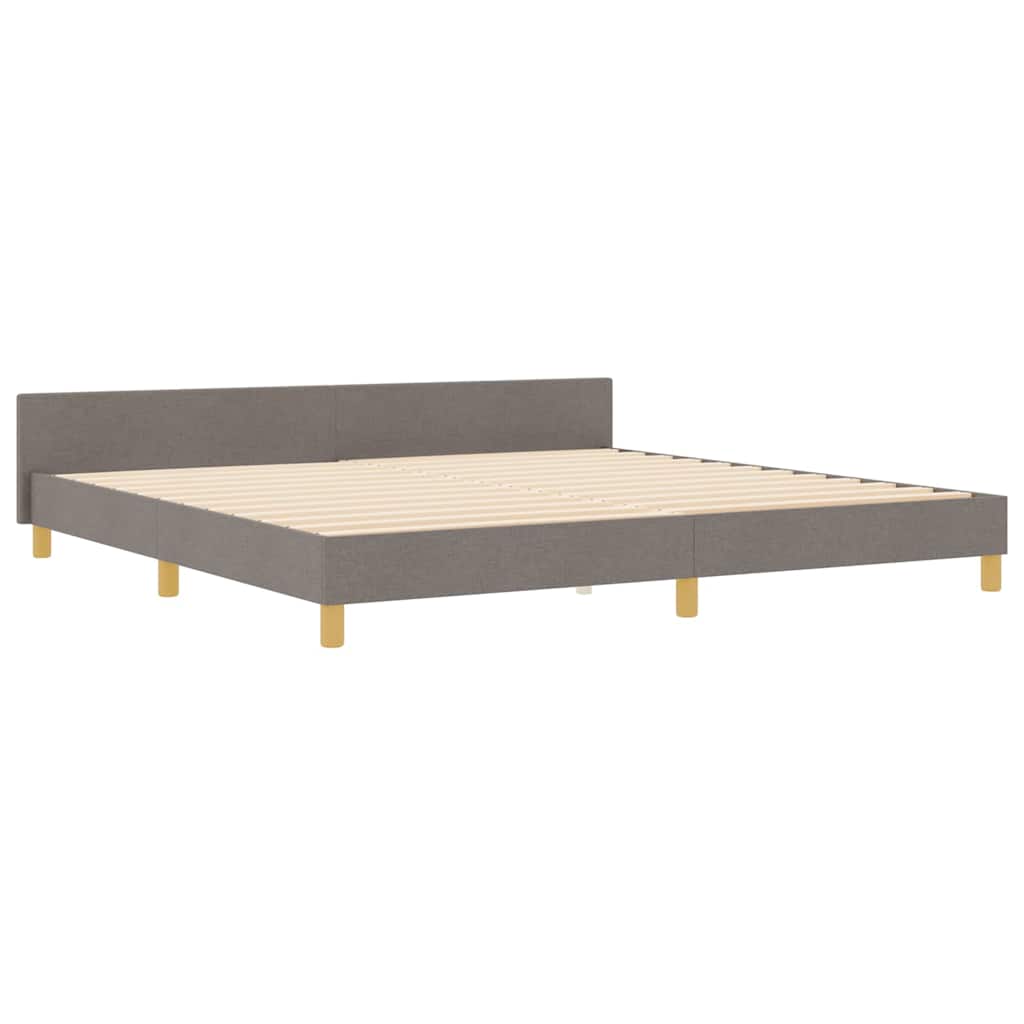 Cadre de lit avec tête de lit Taupe 200 x 200 cm tissu