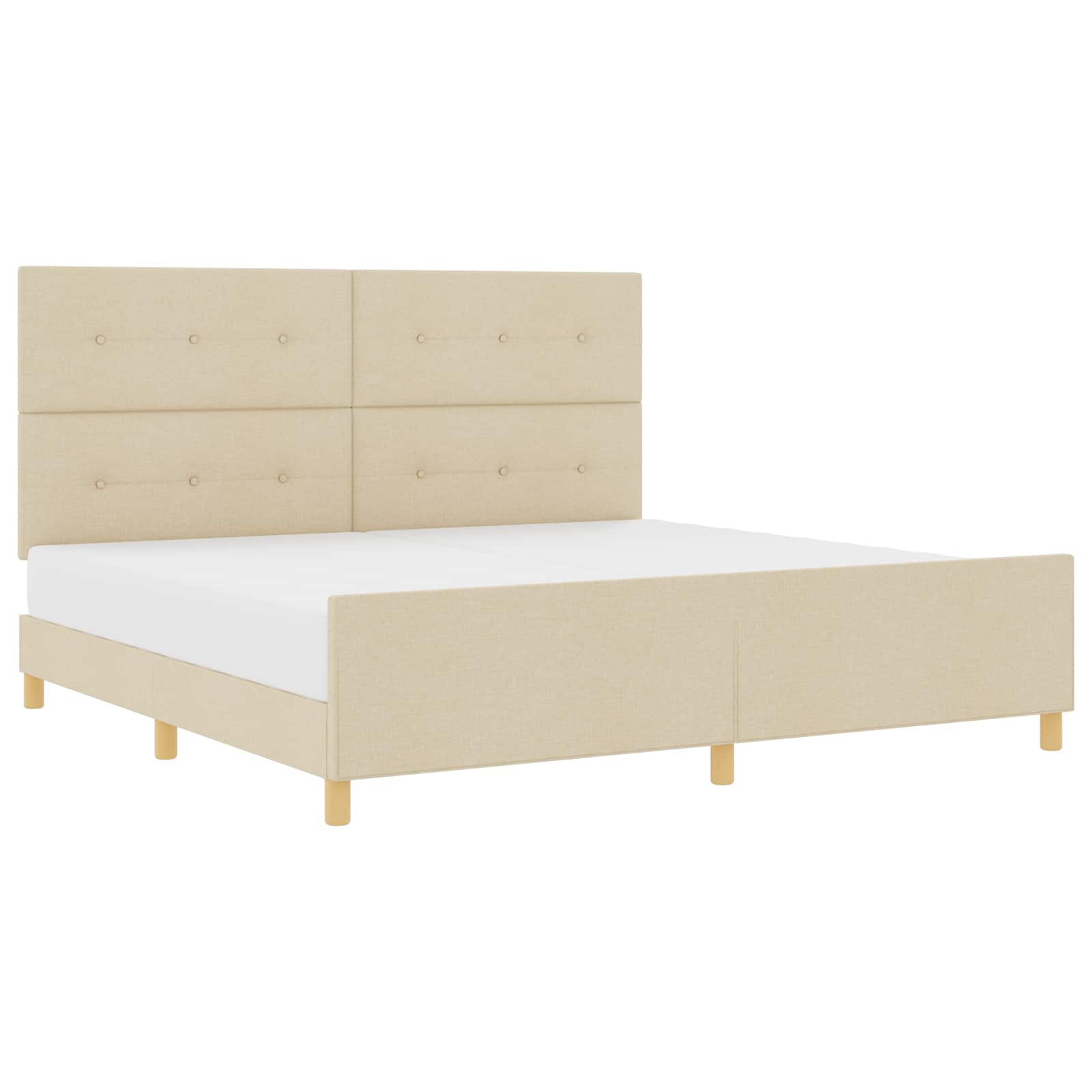 Cadre de lit avec tête de lit Crème 200 x 200 cm tissu - XIOS