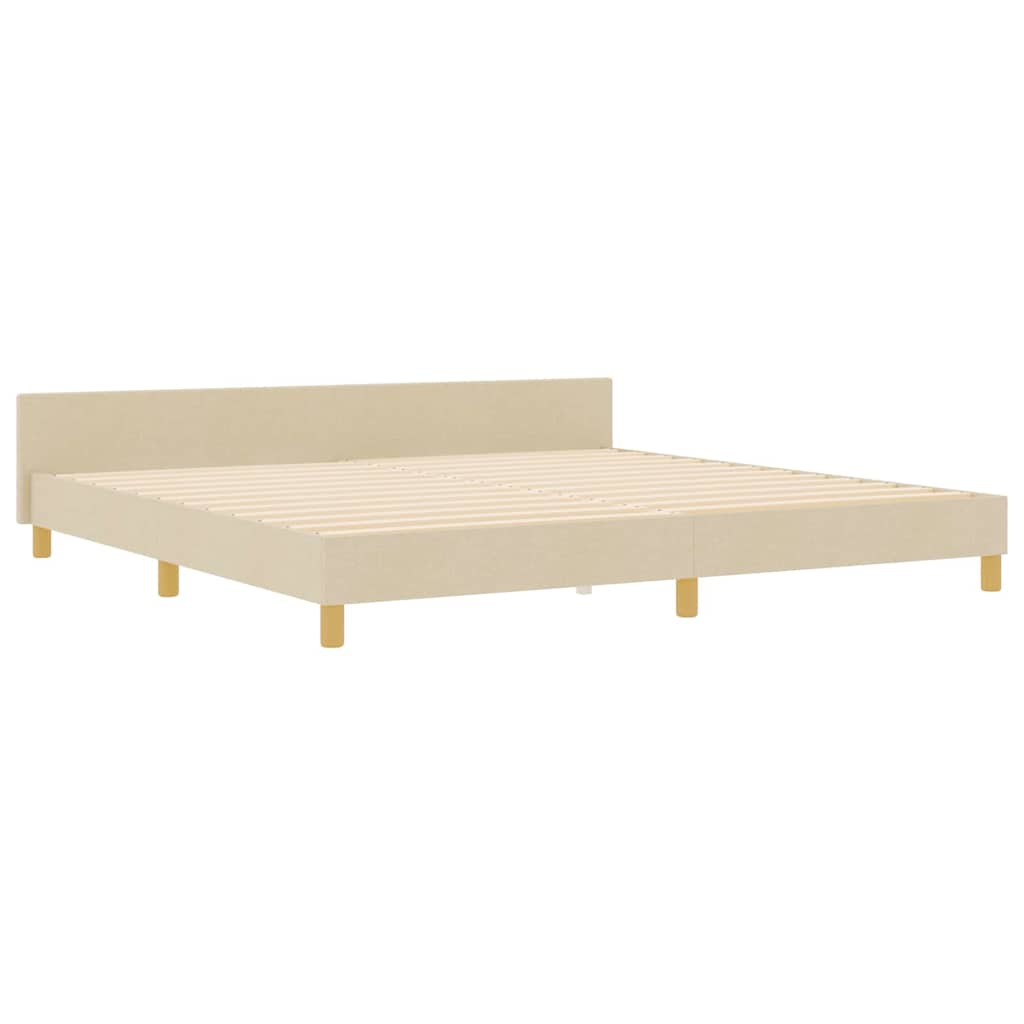 Cadre de lit avec tête de lit Crème 200 x 200 cm tissu