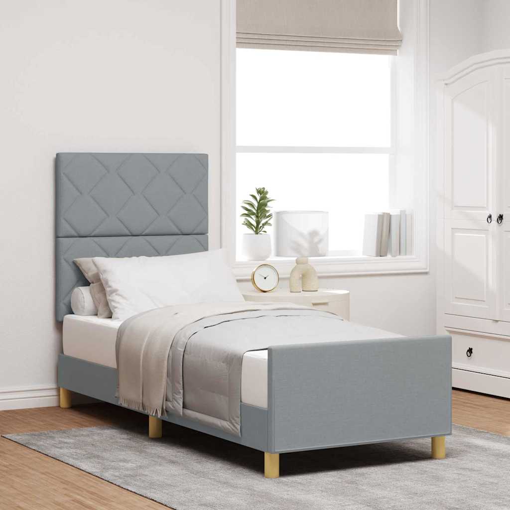 Cadre de lit avec tête de lit Gris clair 80 x 200 cm tissu - XIOS