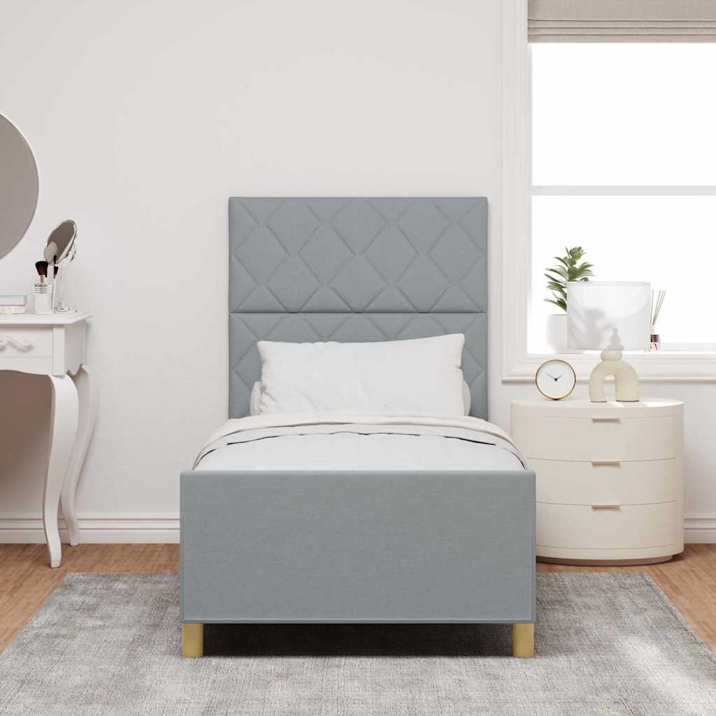 Cadre de lit avec tête de lit Gris clair 100 x 200 cm tissu - XIOS