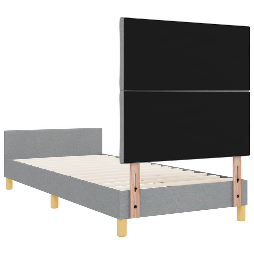 Cadre de lit avec tête de lit Gris clair 100 x 200 cm tissu - XIOS