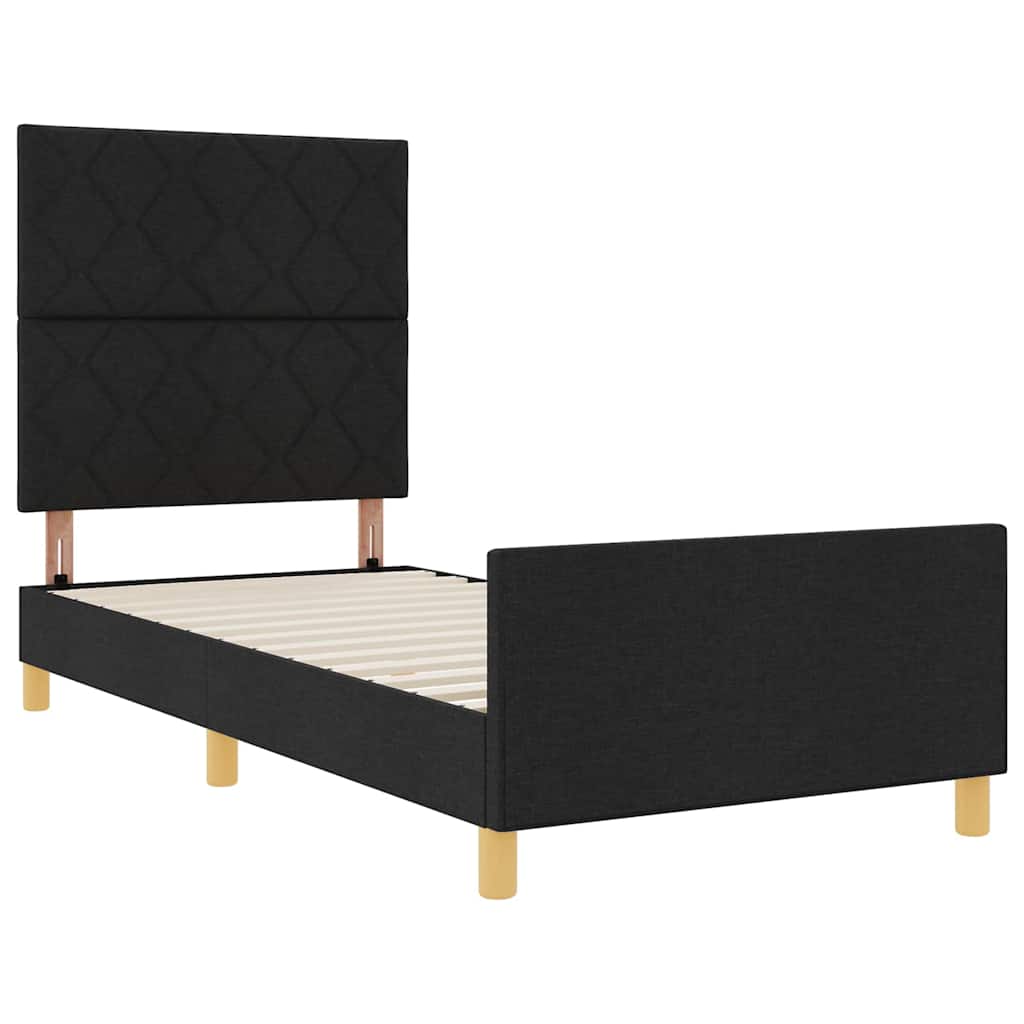 Cadre de lit avec tête de lit Noir 100 x 200 cm tissu - XIOS